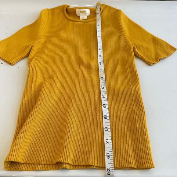 Maeve by Anthropologie Josefa Ribbed Tee Shirt Honey Gold Small Short Sleeves - Picture 5 of 8
